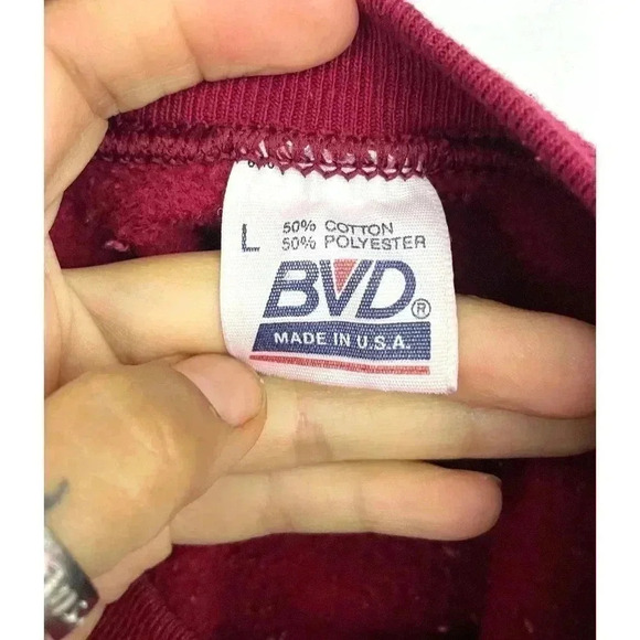 VTG BVD Crewneck Red Sweatshirt Men's LARGE Made in USA 1990s - Picture 3 of 9